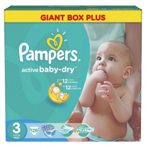 Pampers Active Baby Dry Midi 3 (4-9 кг) 126 броя