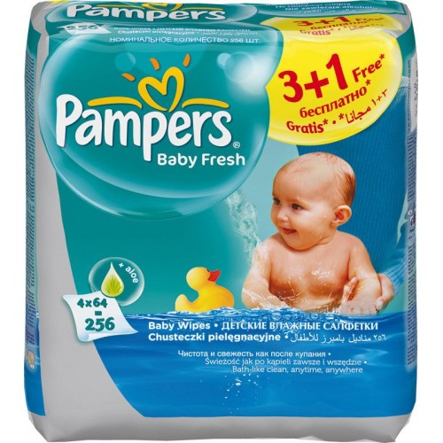 Мокри кърпички Pampers Baby Fresh 4 x 64 броя
